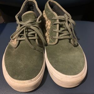 Men's Olive Green Suede Lace-Up Sneakers